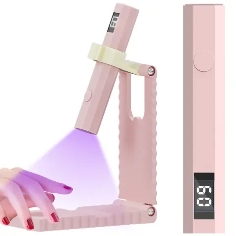 Mini UV Nail Light - Timers and Adjustable Stand, Handheld LED Nail Lamp for Gel Nails, Rechargeable Nail Dryer for Manicure Art