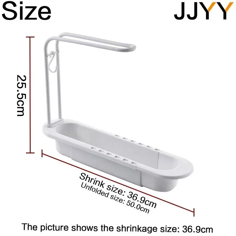 Jjyy-拡張可能なシンク水切り、石鹸スポンジホルダー、粘着性のキッチンシンクバスケット、キッチン用品