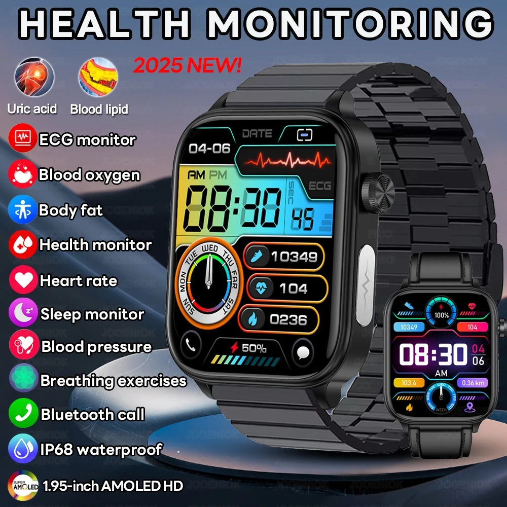 

2025 New ECG Monitoring Smart Watch AMOLED HD Screen Heart Rate Uric Acid Lipid Health Bracelet For Xiaomi Healthy Smartwatch