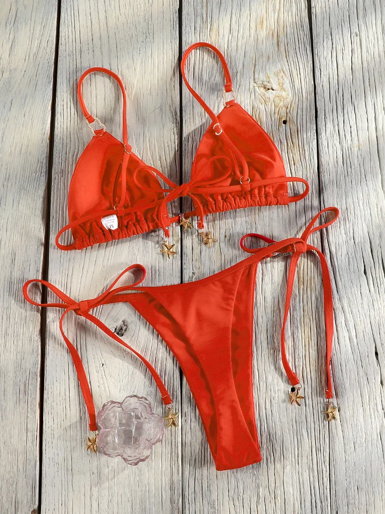 Conjunto de Bikini Triangular para Mujer, Traje de Baño Sexy, Biquinis Bandeau 2026, Traje de Baño de Cintura Baja, Bikinis para Playa, Traje de Baño con Bordes