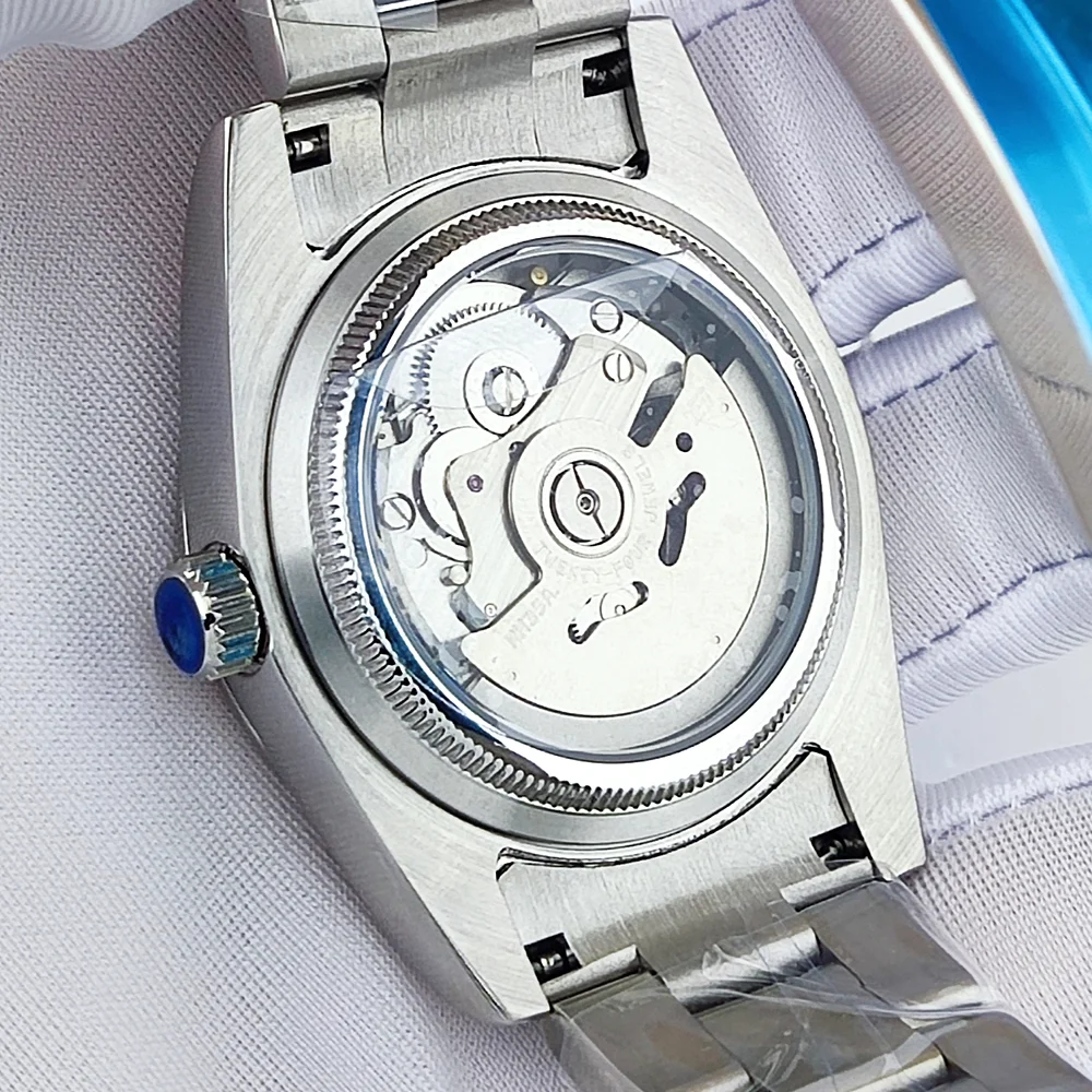 NH35 watch who cares im already late watch blue text dial 10bar waterproof sapphire glass 904L stainless steel watch men's watch image 6