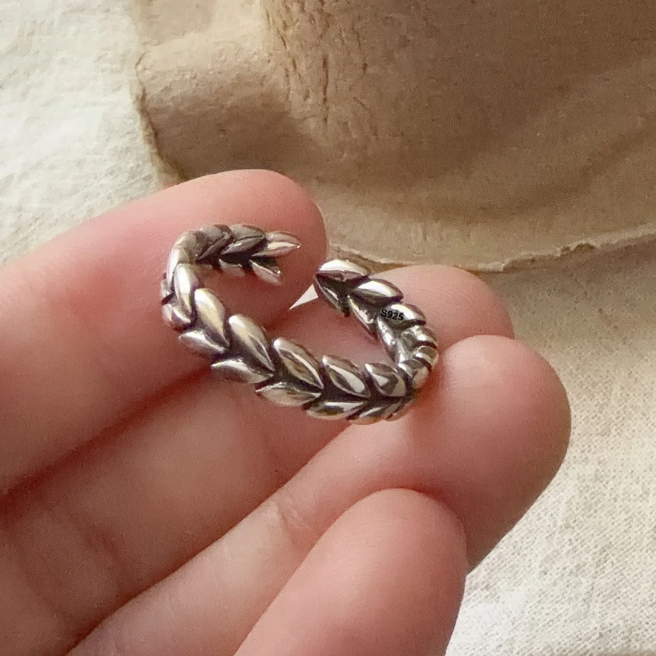 Women's 925 Sterling Silver Geometric Flower Ring