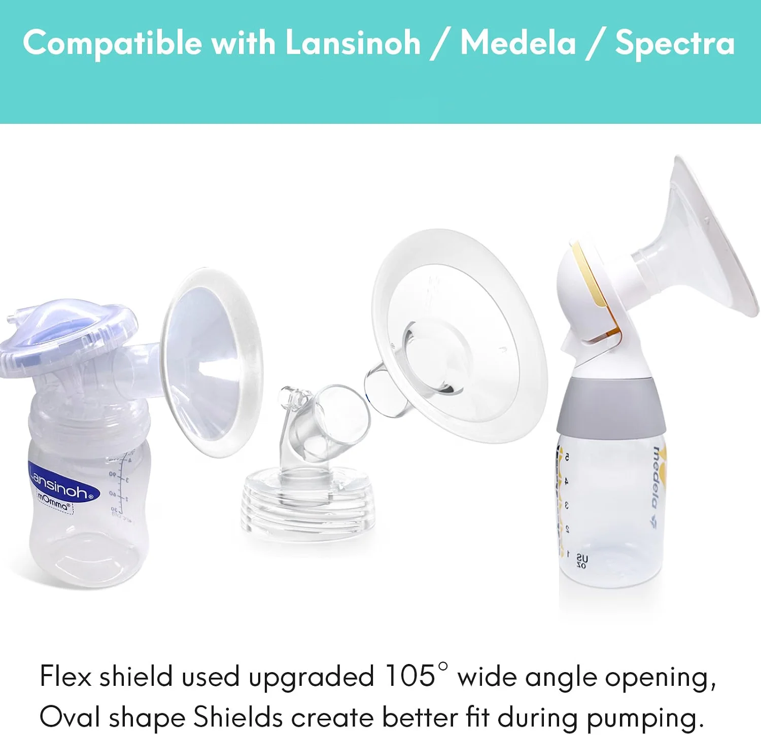 1 Stück weiche, ovale Schutzkappen, kompatibel mit Medela-Milchpumpen der Modelle PersonalFit, Maxflow, Freestyle Flex Swing und Maxi Connector. – Detail 5