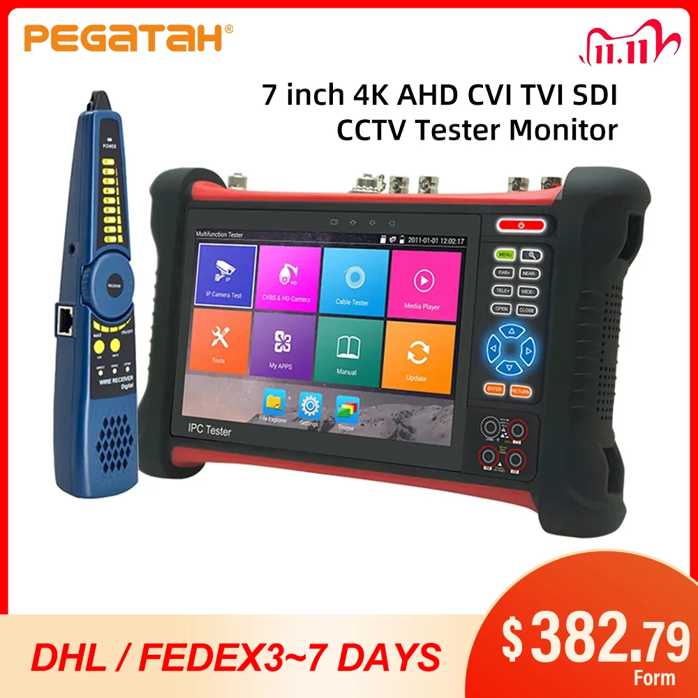 

X7 7 Inch 4k CCTV IPC Tester 8MP TVI CVI SDI CVBS IP AHD 6 IN 1 Camera Tester Monitor with POE UTP HDMI TDR Optical Power Meter