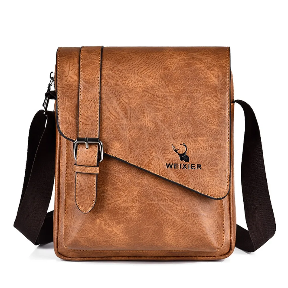 

Luxury PU Leather Men's Messenger Bag Adjustable Strap Retro Style Shoulder Bag Versatile Business Bag for Work & Travel