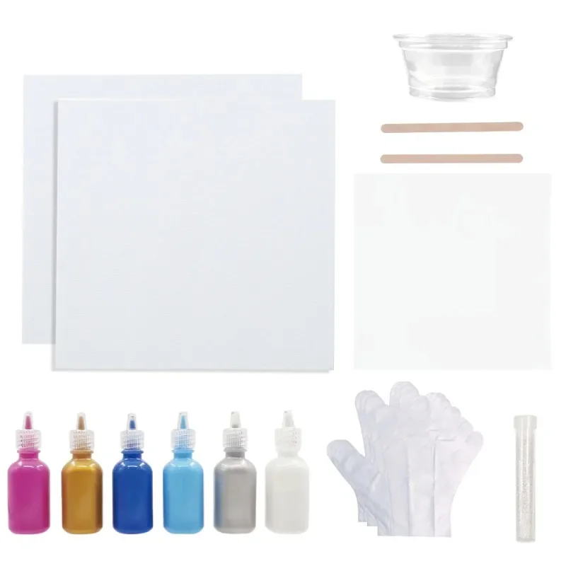 

Набор для заливки краски 2025 года, многоцветный, делает 2 жидкие художественные проекты | 8+ лет, 16 шт.