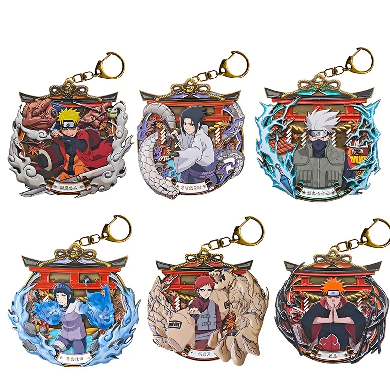 Barra periférica de Naruto, caja ciega, decoración colgante de metal Naruto Sasuke, llavero de mochila, oficial genuino, guzi