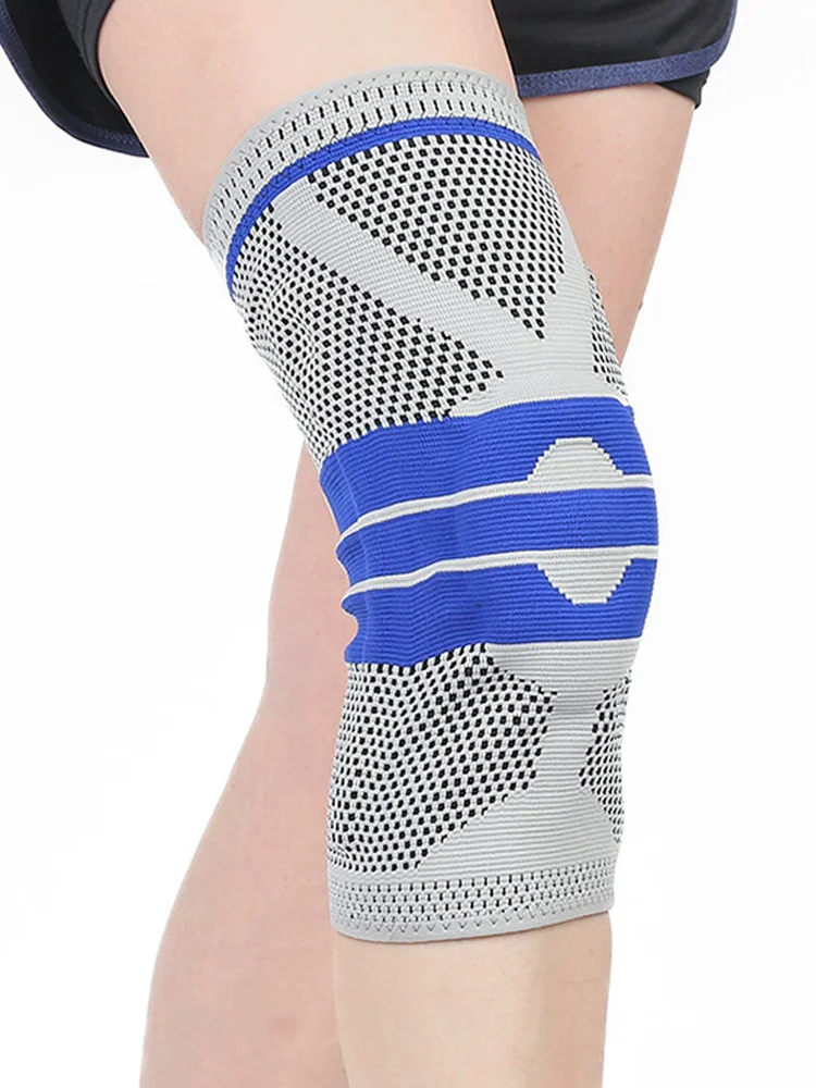 Kniebandage Kompressionshülle Kniebandagen Patella-Stabilisator mit Silikongel-Federstütze Knieschoner für Fitness