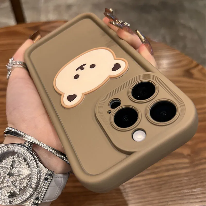 Cute Korean 3D Bear Candy Liquid Phone Case For iPhone 11 13 12 14 15 Pro Max XR XS X Max 7 8 Plus Cartoon Soft Silicone Cover