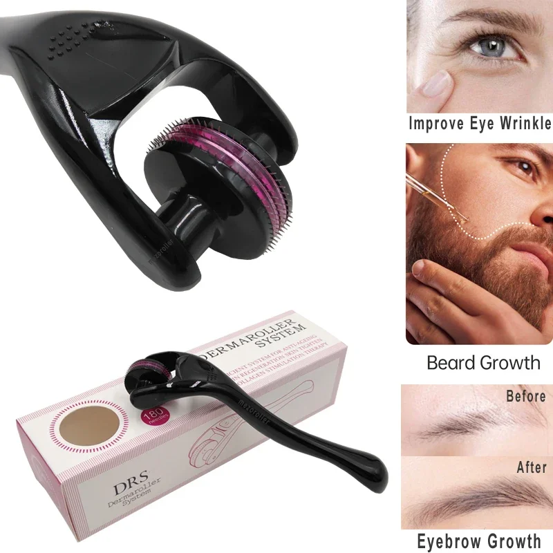 180 Derma Roller For Facial Skin Body Face Care Hair Growth Beard Acne Wrinkle Red Blood Removal 0.2/0.25/0.3