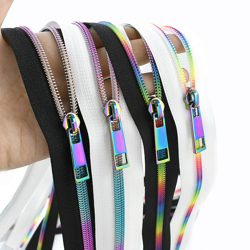 

5# Nylon Zipper Tape At The Meter Colored Zippers Slider for Sewing Closures Zips Cursor Replace Bags Decorative Zip Repair Kits