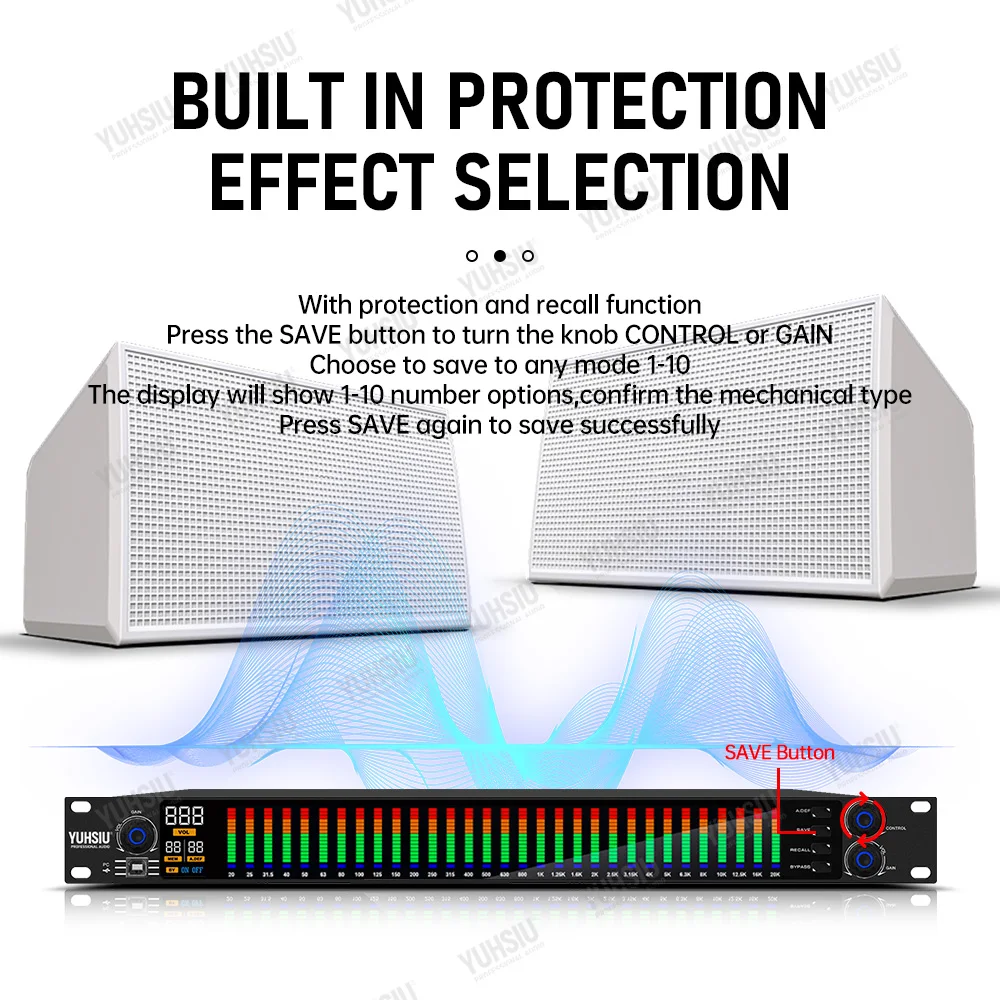 YUHSIU 전문 오디오 31 밴드 노이즈 디지털 이퀄라이저 제어 노래방, DJ 사운드 장비, 무대 공연 가족용