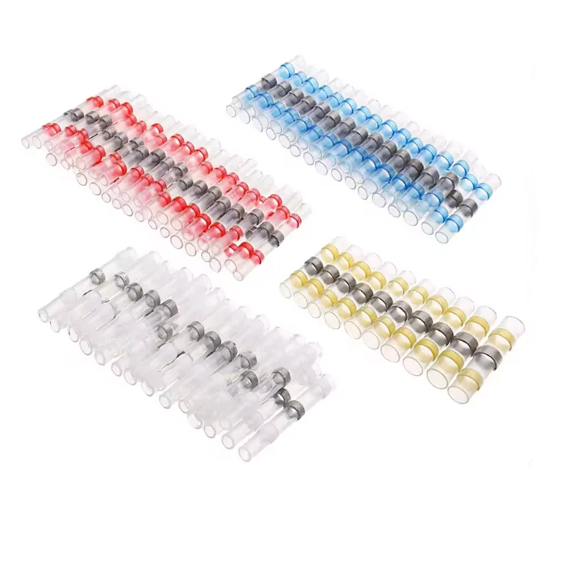 50-500PCS Waterproof Heat Shrink Butt Wire Connectors Tinned Copper Solder Seal Wire Terminals Thermal Shrinkage Sleeve Splice