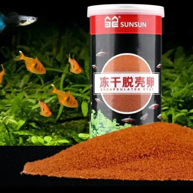 SUNSUN Freeze Dried Decapsulated Brine Shrimp Eggs High Protein Feed First Bite Food for Guppy Betta Tetra Tropical Fish