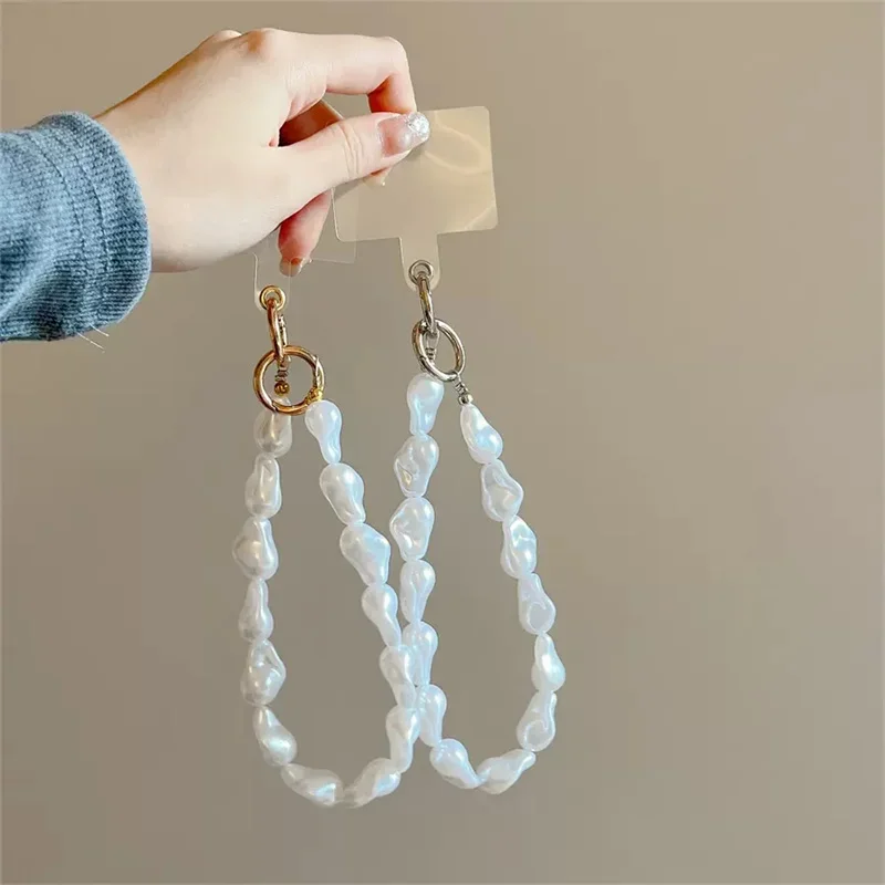 

Korea Luxury Pearl Mobile Phone Lanyard Wrist Strap Lady Hand-held Chain Short Anti-lost Cell Phone Cute Key Pendant Accessories