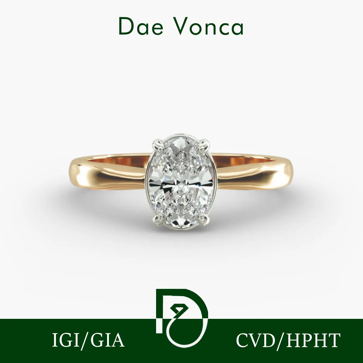 

9K/14K/18K Yellow Gold Solitaire Diamond Ring Wire Basket Set Oval Lab Grown Diamond Ring IGI Certificate Diamond Ring For Wife