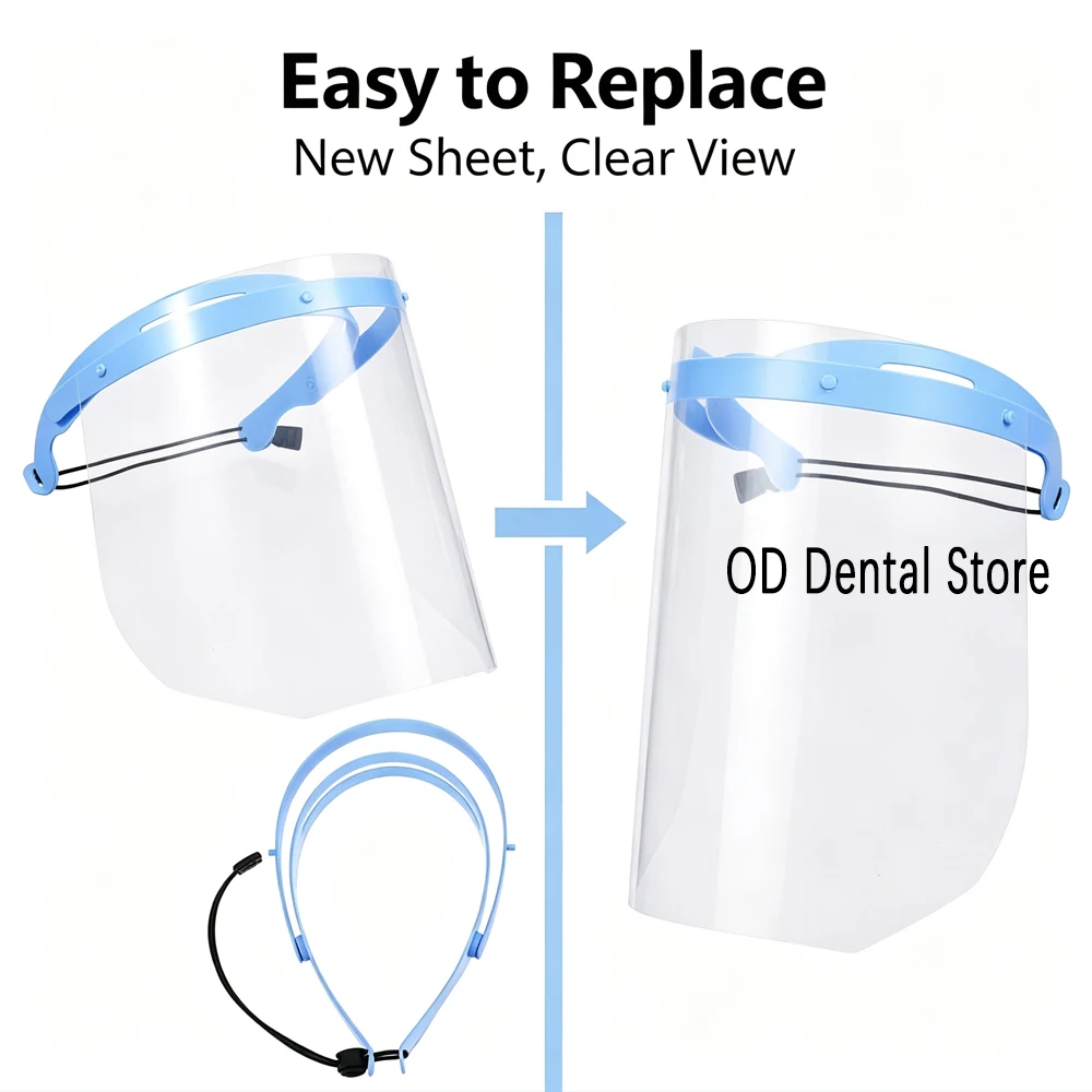 5Pcs Dental Protective Face Shield Detachable Anti-Fog Dustproof Visor for Dentist Hygienist Oral Surgery Clinic Use