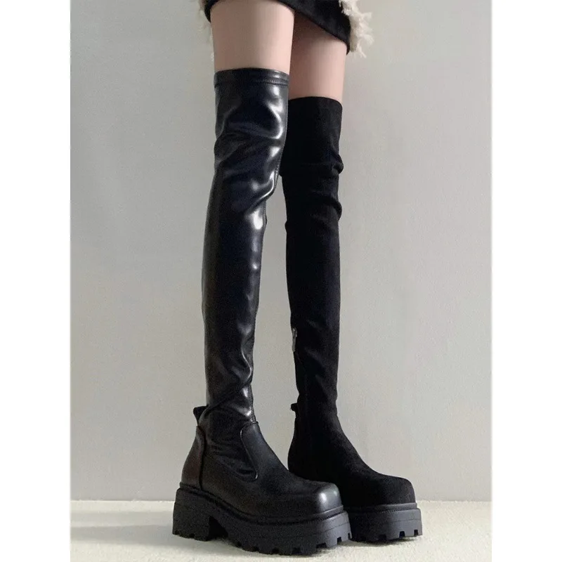 

Sexy Over The Knee Boots for Women 2024 Autumn Winter Chunky Platform Long Boots Woman Stretch Thick Bottom Motorcycle Botas