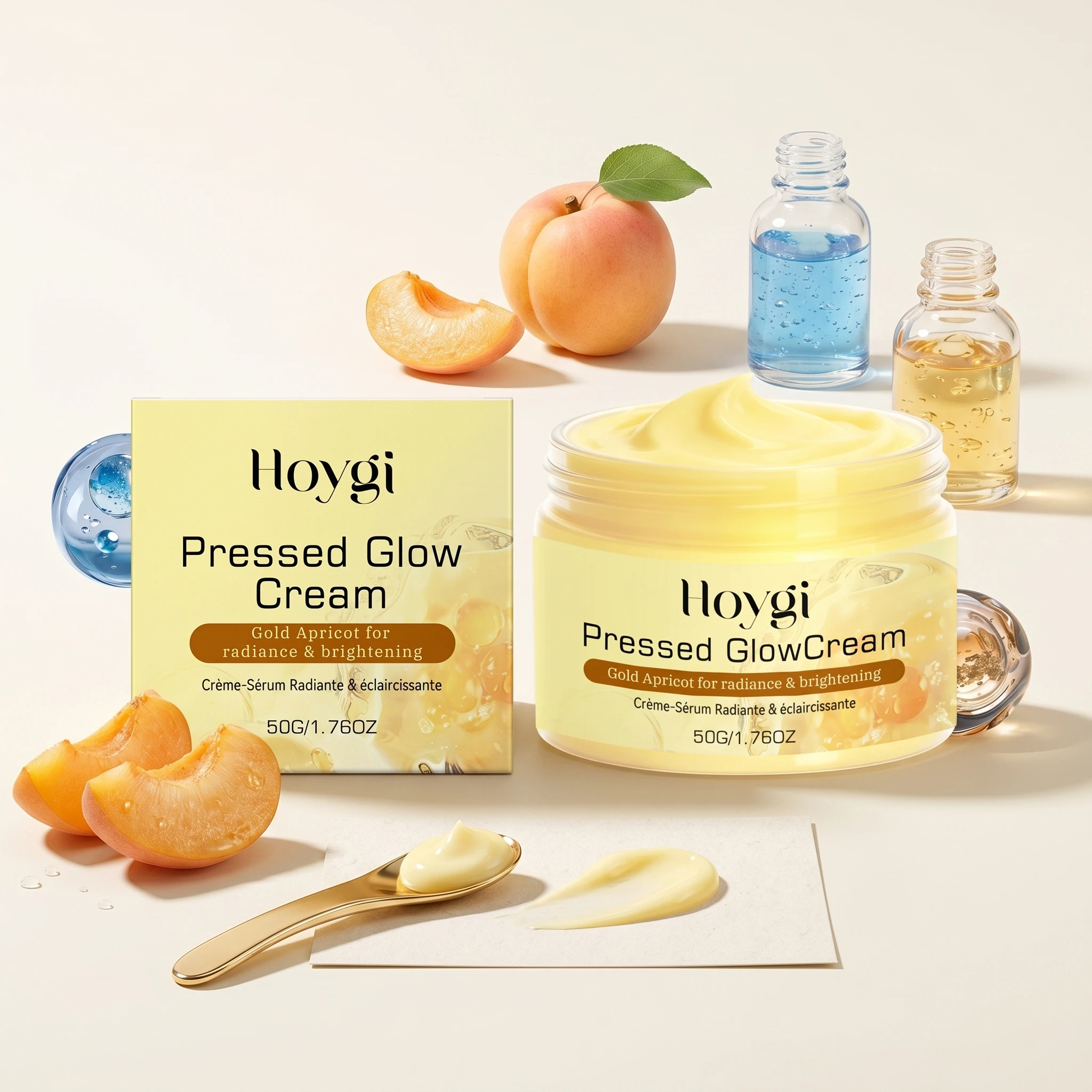 Brightening Face Moisturizer Apricot Pressed Glow Cream for Dryness Dullness Skin Even Tone Boosting Nourishing Face Cream