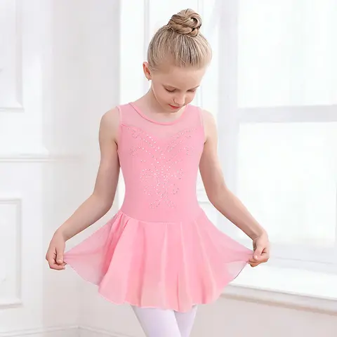 Girls Dance Ballet Leotard with Skirt Figure Ice Skating Dress Ballet Dance Tutu Skirt Leotard Gymnastic Costume Outfit
