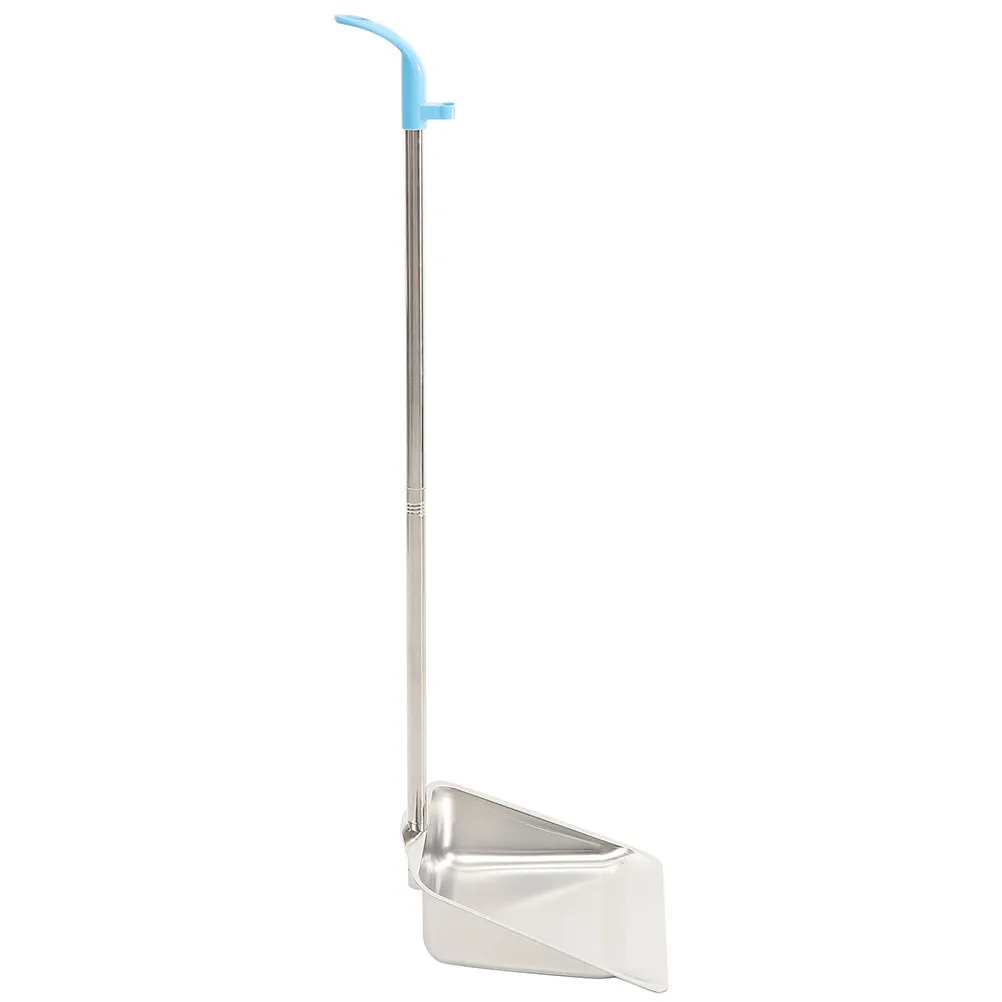 Ergonomic Stainless Steel Dustpan with Extra Long Handle Upright Design Wear Resistant Anti Rust Seamless Sweep for Home Office
