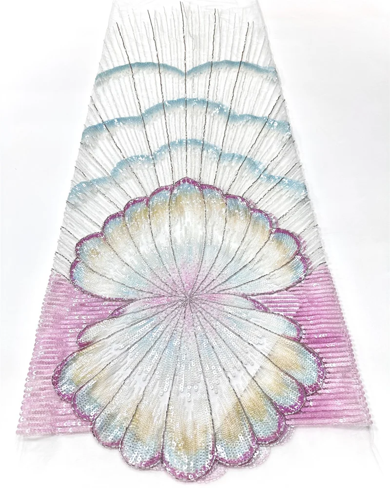 Fashion African Mesh Tulle Lace Fabric 2026 High Quality Sequins French Lace Fabric 3D Beaded Mesh Lace for Wedding Dress Sewing