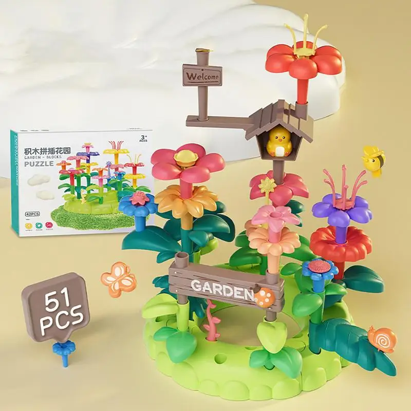 Árbol de apilamiento de flores de juguete, juego creativo e creativo, bloques apilables, juguetes Montessori de aprendizaje