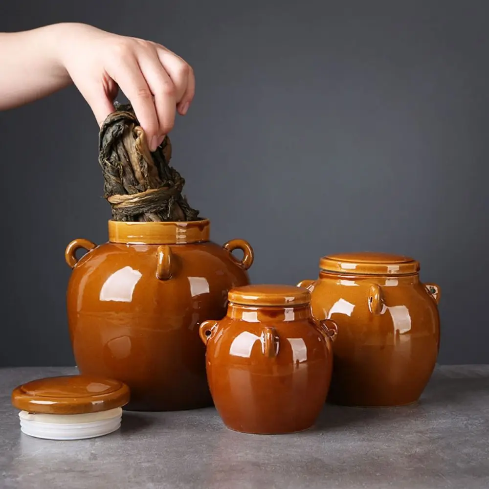 Large Capacity Ceramic Pickle Jar Ceramic /Mason Lid Keep Fresh Kimchi Pickling Pot Smooth Surface Sealed
