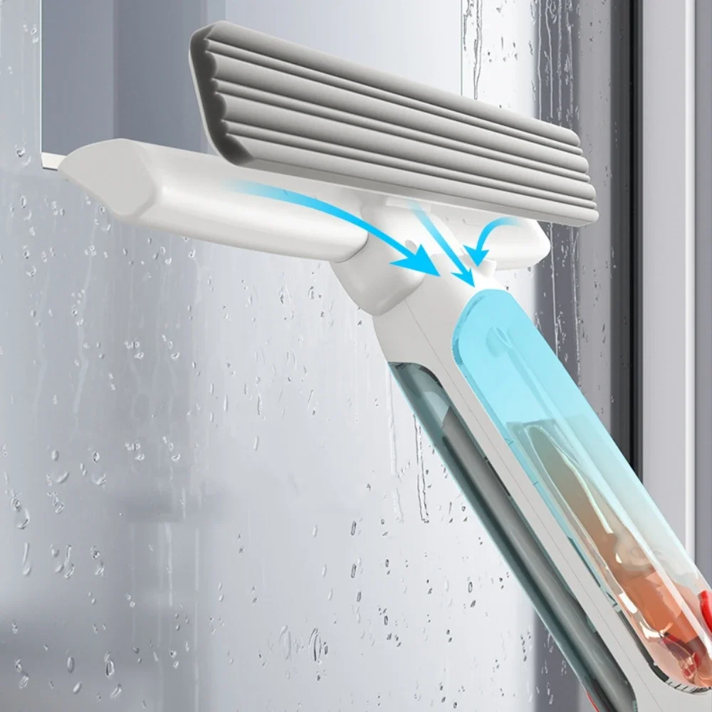 2024 جديد مقبض طويل استخدام مزدوج رذاذ نافذة تنظيف ستوكات المطاط الزجاج رذاذ مكشطة ممسحة ممسحة مُنظف نوافذ