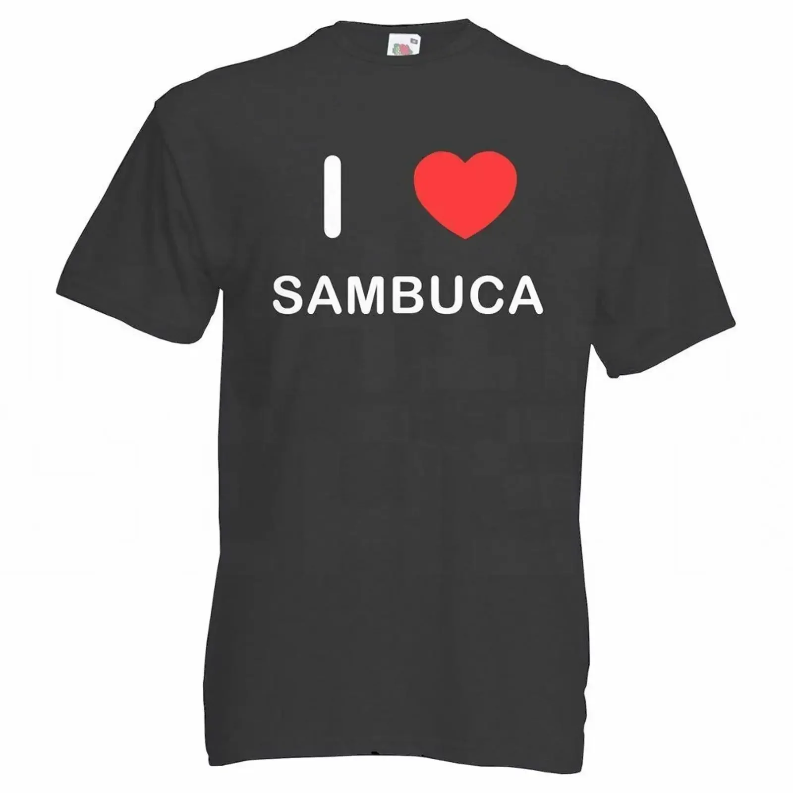 Camiseta Sambuca I Love para adultos, gola redonda, manga curta, vintage, lavada, confortável, versátil, respirável, elegante, masculina