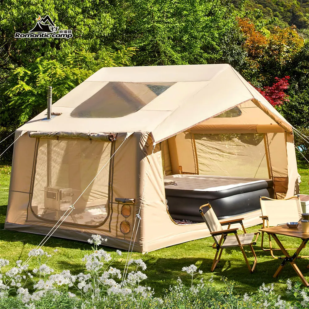 EROMMY Large Inflatable Family Camping Tent - Easy Install 6/8/10/12 Person, 4-Season Waterproof and Sunproof with Mosquito Net