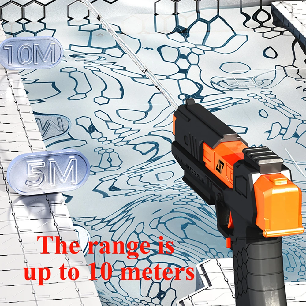 Pistola ad acqua con clip per caricatore estivo per bambini Pistola non elettrica Pistola giocattolo da spiaggia ad acqua con tiro completamente automatico ad alta pressione per bambini