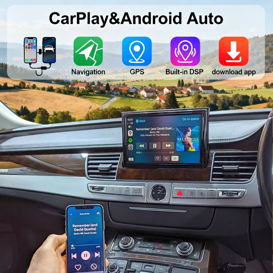 

7-дюймовый HD автомобильный радиоприемник с DSP для Audi A8 2011-2017, Carplay, Android, 8-ядерный мультимедийный стереоплеер, GPS, навигация, Bluetooth, Wi-Fi, головное устройство