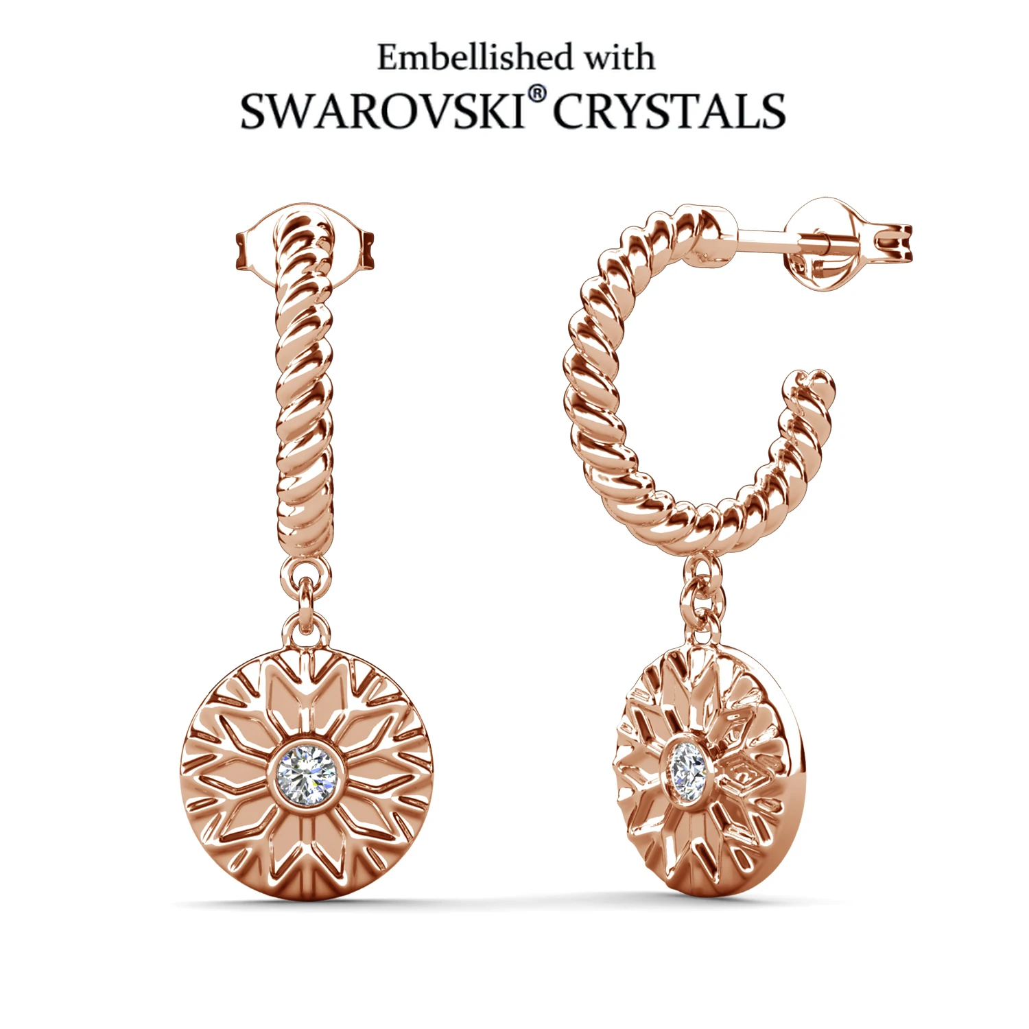 

Серьги с дизайном в виде снежинок, украшенные кристаллами Swarovski, изящные медные женские украшения, подарок для невесты