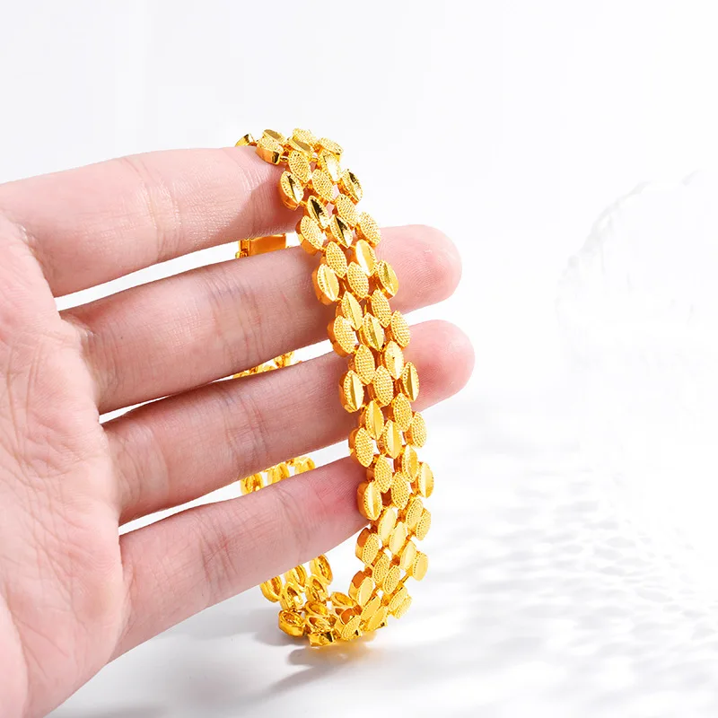 New AU999 gold bracelet tyrant gold jewelry 24K pure gold mens domineering thick bracelet boss watch chain gift