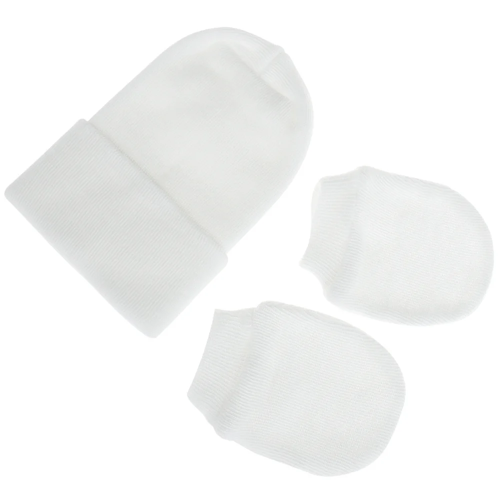 1 ชุดหมวกผ้าฝ้ายลายทางออกแบบถุงมืออุ่นนุ่มสบายอุปกรณ์เสริมฤดูหนาวกลางแจ้ง