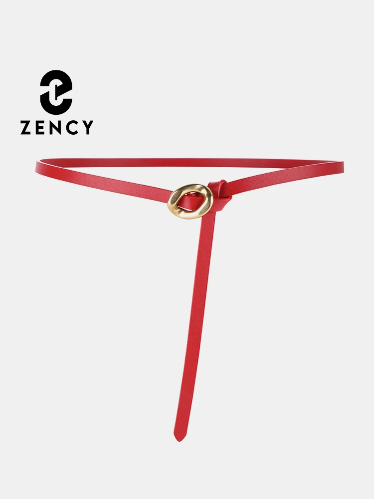 

Zency Genuine Leather Belt For Ladies Fashion Designer Waistband Knot Thin Strap Adjustable Accessories Vintage Waist Belt Top