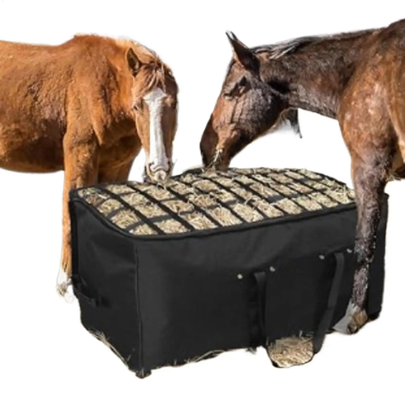 Bolsa impermeable para balas de heno, bolsa de heno Extra grande de 44x18x22 pulgadas con diseño superior de alimentación lenta para caballos, cabras, ovejas, Donkey