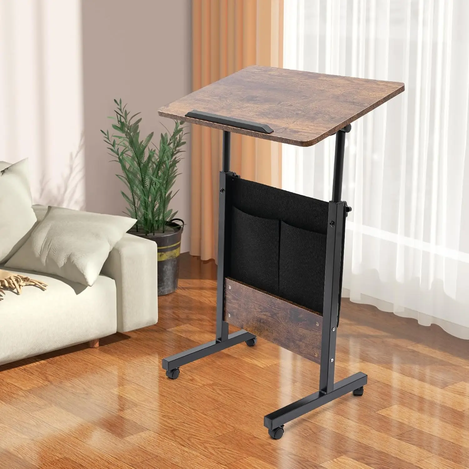 

Rolling Computer Standing Desk, Portable Laptop Desk, 16'' x 24'' with Storage Bag Adjustable Height Computer Stand