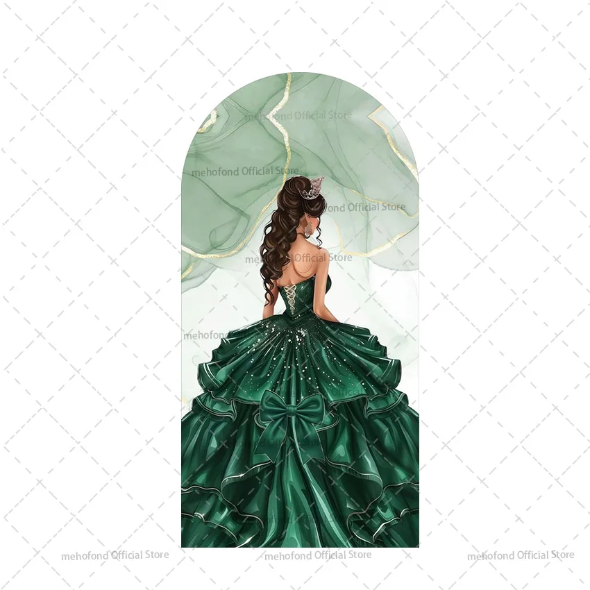Mehofond Custom 2-Sided Quinceanera Princess Dress Girl Sweet 15th Birthday Party Cover Chiara Arch Background Decor Backdrop