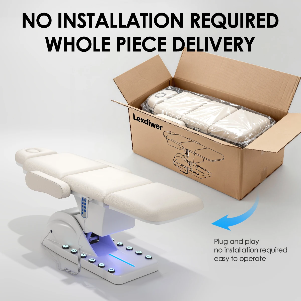 3 Motor Full Electric Heavy-Duty Adjustable Massage Bed for Spa Waxing Facial Pro Esthetician Furniture