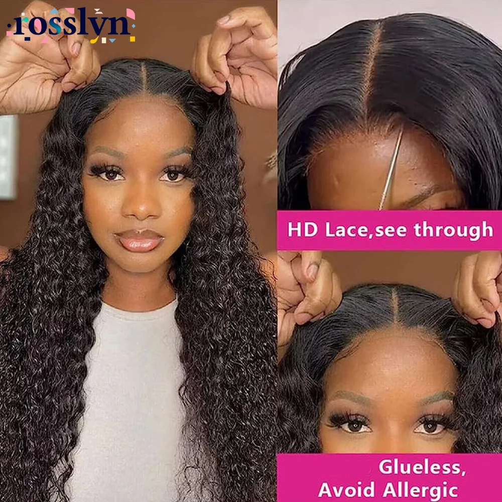 5x5 Curly Glueless Wigs Human Hair 4x4 Deep Wave Water Wave Hd Lace Front Human Hair Wig Brazilian Ready To Wear Transparent Lace Frontal Wig