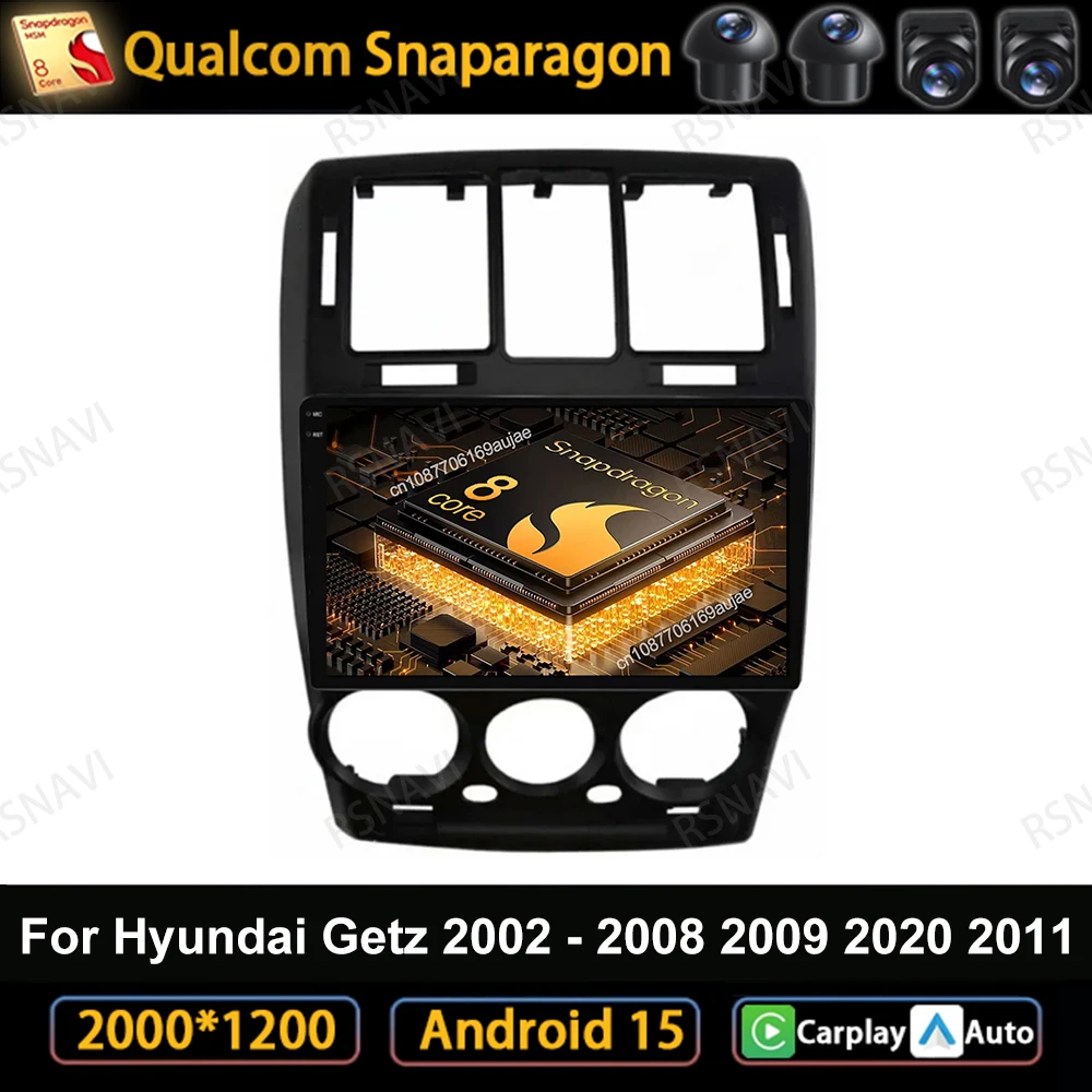 

Автомобильный радиоприемник Android 15 для Hyundai Getz 2002-2008 2009 2020 2011, авторадио Qualcomm DSP, мультимедийный GPS Viedo Player, стерео QLED
