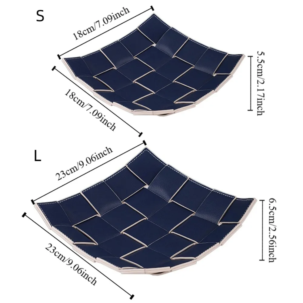 Waterproof Leather Woven Storage Tray Square Multi-functional Trinket Storage Dish Advanced Convenient