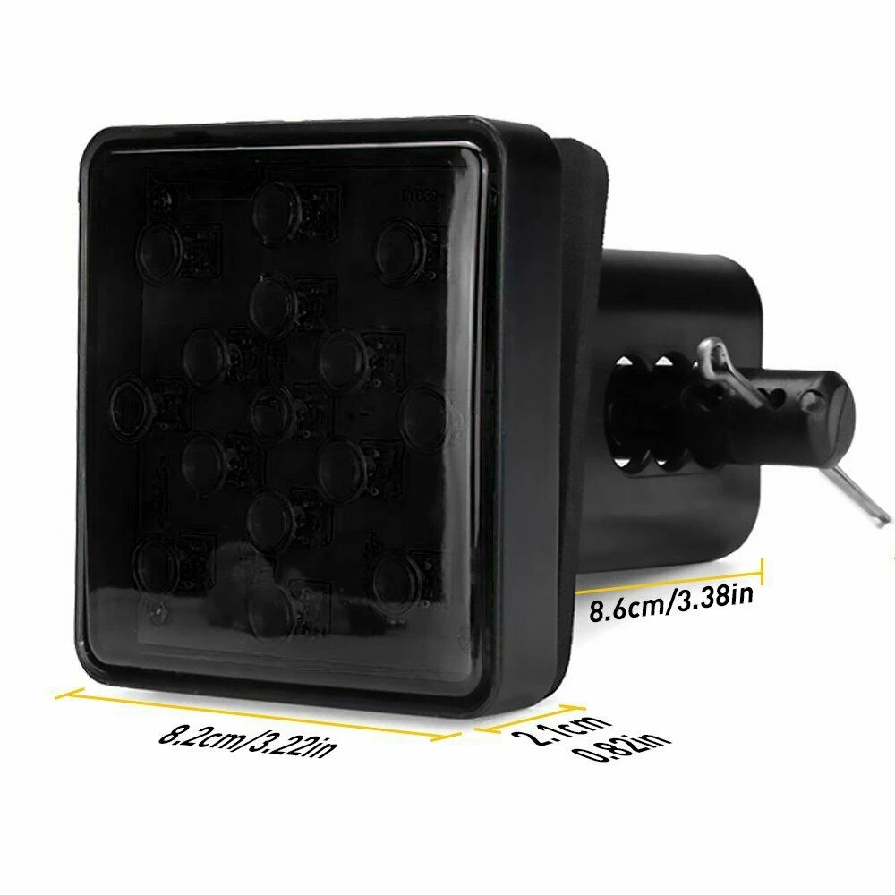 AA-2インチ スモーク 15 LED ブレーキライト DRL トレーラー ヒッチ カバー フィット 牽引 & 輸送 ピン付き 12V