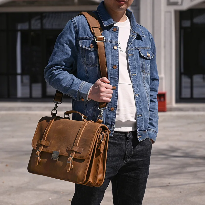 Pendolarismo Uomo Valigette Sling Leisure Borsa semplice Valigette Borse in pelle per laptop Портфель MHGWB