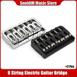 6 String Guitar Fixed Bridge 72.8x38MM-10.6– Metal Hardtail Bridges Replacement Part for Electric Guitar Black/Chrome