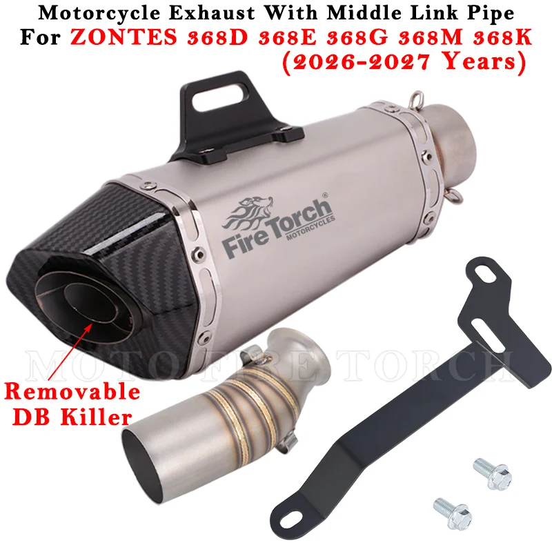 Slip On For ZONTES 368G 368D 368E 368M 368K 2026 2027 Motorcycle Exhaust Escape Modified Muffler With Middle Link Pipe DB Killer