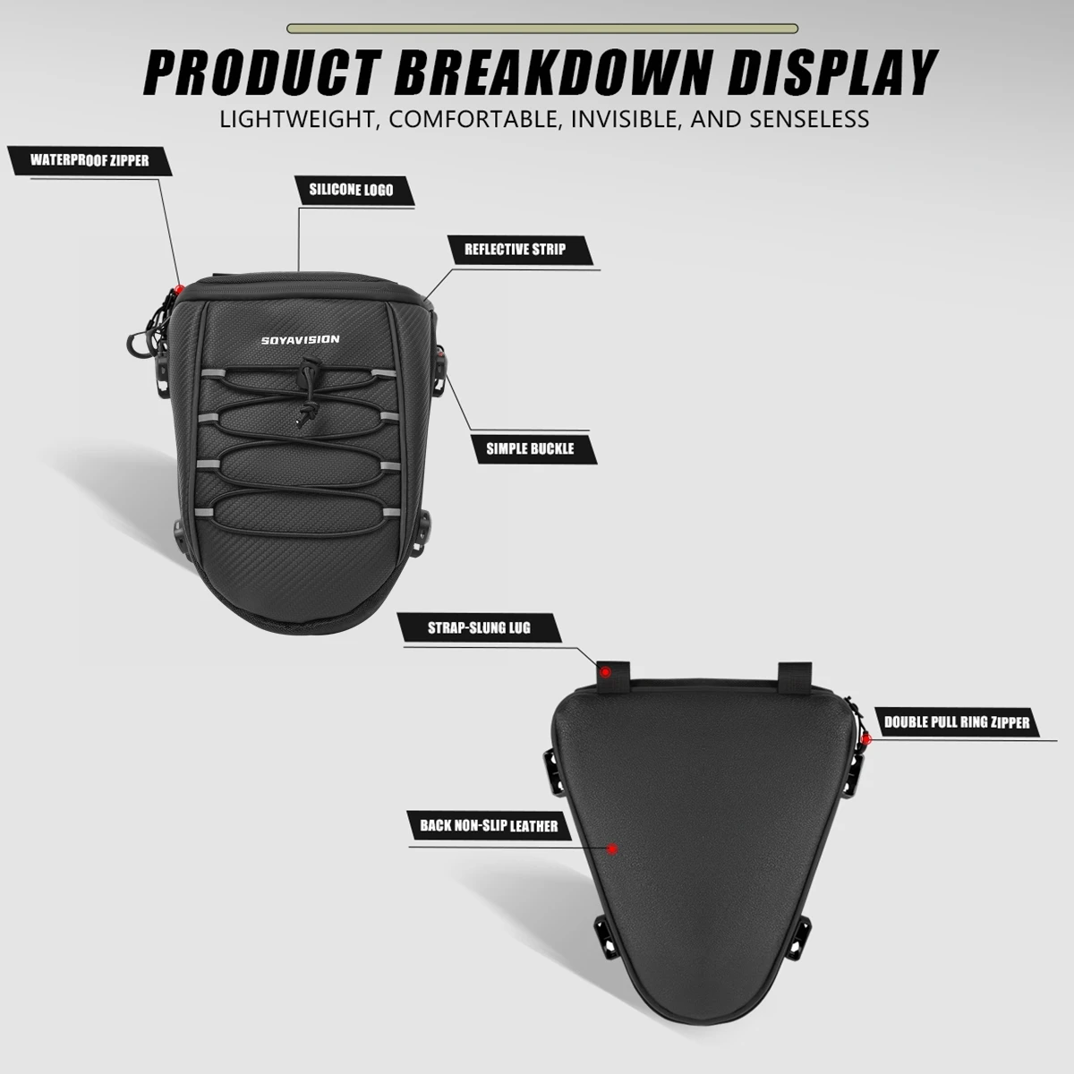 Multifunction Motorcycle Rear Seat Bag Waterproof Motorcycle Tail Bag Large Capacity Motocross Rider Shoulder Bag with Raincover