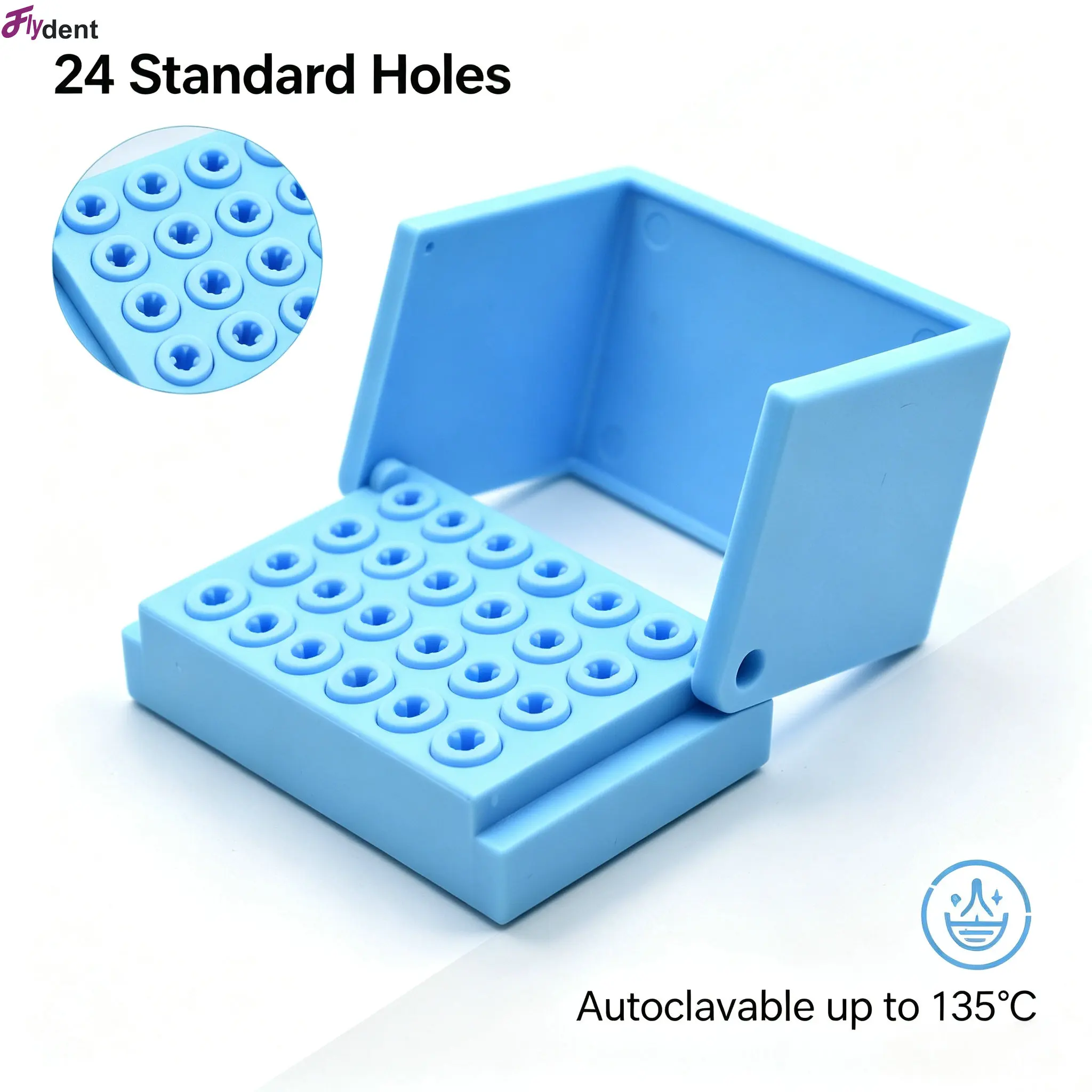 

Dental Lab 24-Holes Burs Holder Block Sterilization Storage Box for High &Low Speed Burs Clinic Tools